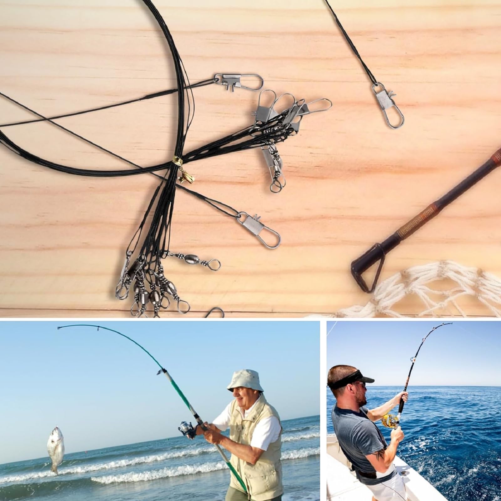 Leader Filo Acciaio Pesca 40Pz Lenze Inox Anti-Morso 15-30cm
