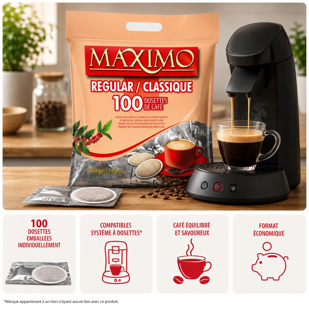 MAXIMO Classique - 300 dosettes individuelles de café compatibles SENSEO