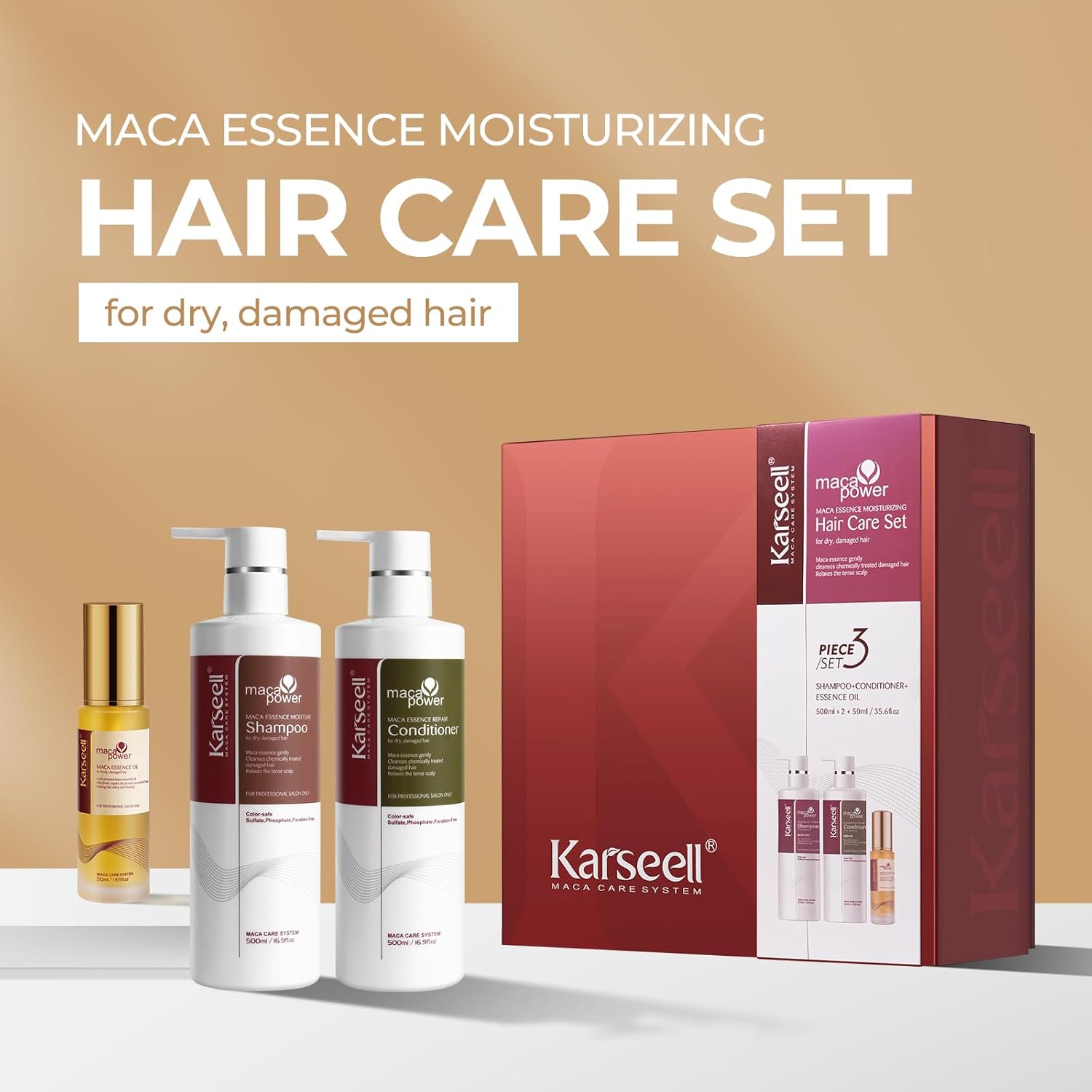 Karseell Collagen Hair Treatment Hair Care Set, Hair Oil Shampoo and Conditioner for Dry Damaged Hair All Hair Types 2 x 16.9fl.oz + 1.69fl.oz - Image 2
