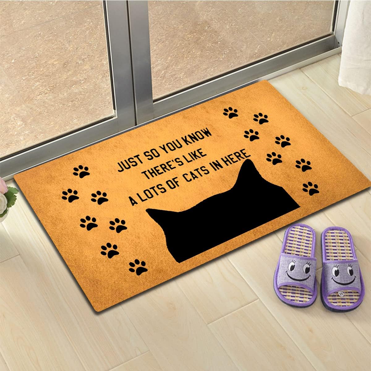 Funny Welcome Mats for Front Door Just So You Know There's Like A Lot Of Cats In Here Front Porch Decor Mats Non-slip Mat With Funny Quote Rubber Door Mats For The Entrance Way Indoor 18"(W) x 30"(L)