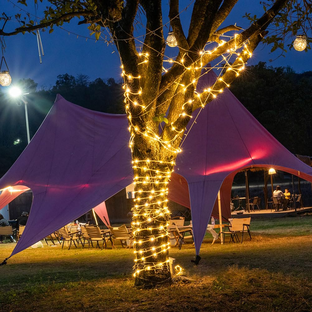 Verbindbare Lichterkette 50 m 500 LEDs, 5 x 10 m Schlauchlichter Warmweiß, Wasserdicht, Fernbedienung, 8 Modi, für Garten, Terrasse, Weihnachten