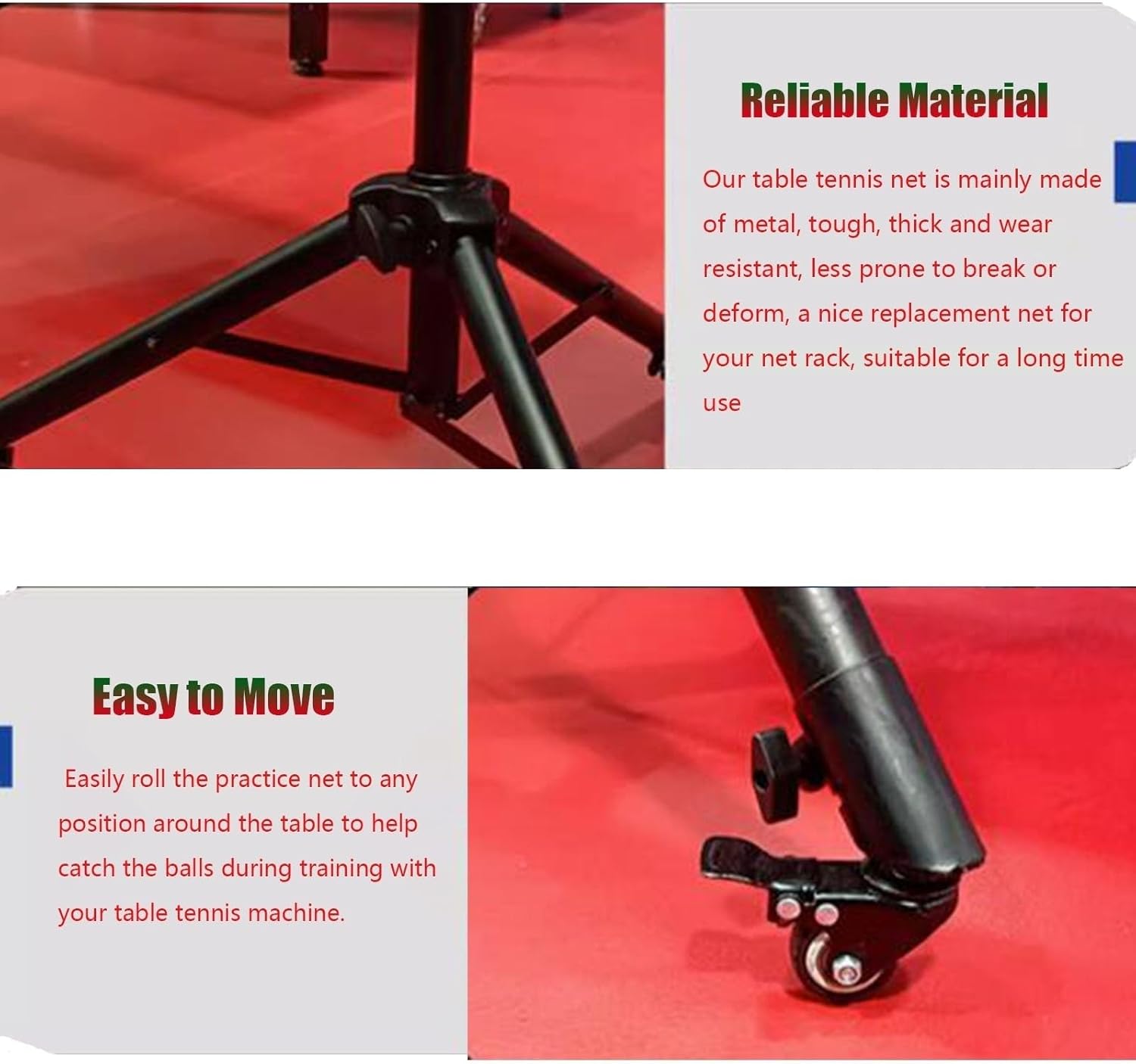 Table Tennis Ball Catch Net Portable Table Tennis Ball Catch Net，Large Ping Pong Practice Net with Wheels, Collection Net for Ping Pong Robots, Serves and Multi-Ball Training (Size : 148x170