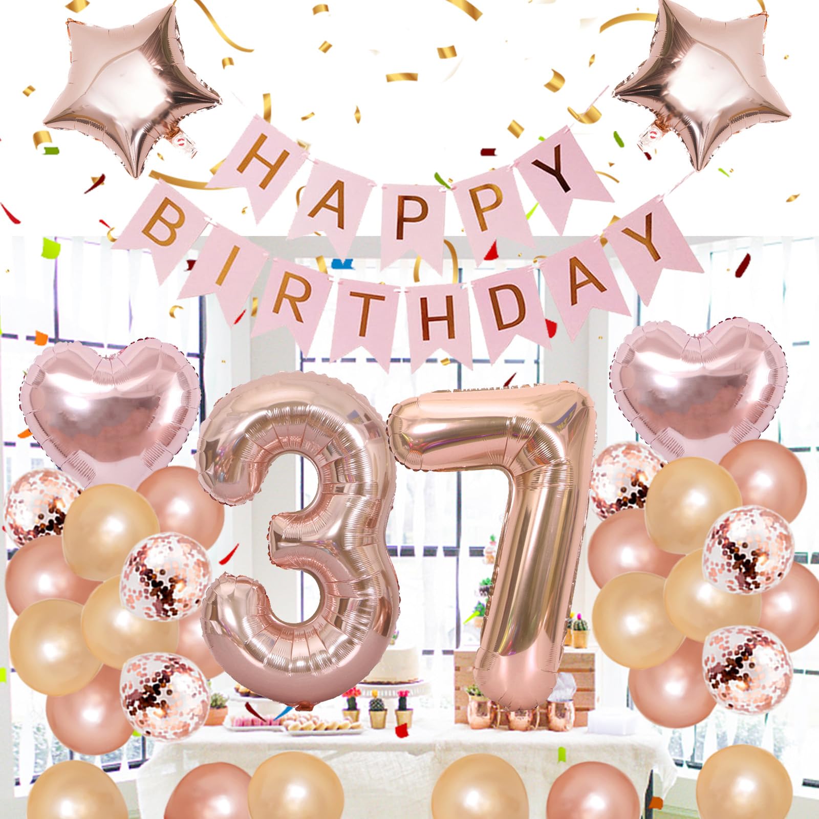 Amazon | 37歳 誕生日 バルーン 風船 飾り付け セット 数字バルーン 37