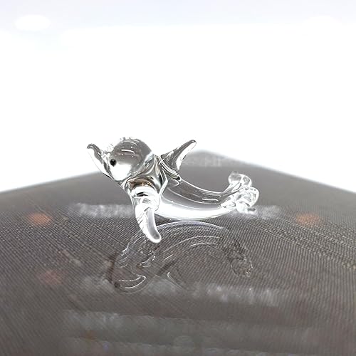Miniatura 3 de Delfín diminutas micro figuras de vidrio soplado a mano, animales marinos, regalo coleccionable para decoración del hogar (transparente V1)