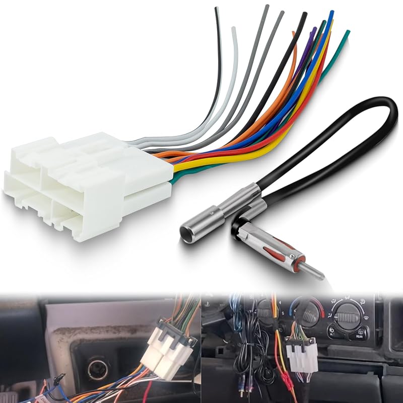 Chicote de Fiação para Rádio com Adaptador de Antena Bedalio para Chevrolet, GMC, Buick, Cadillac e Pontiac – XFL-1989-2002