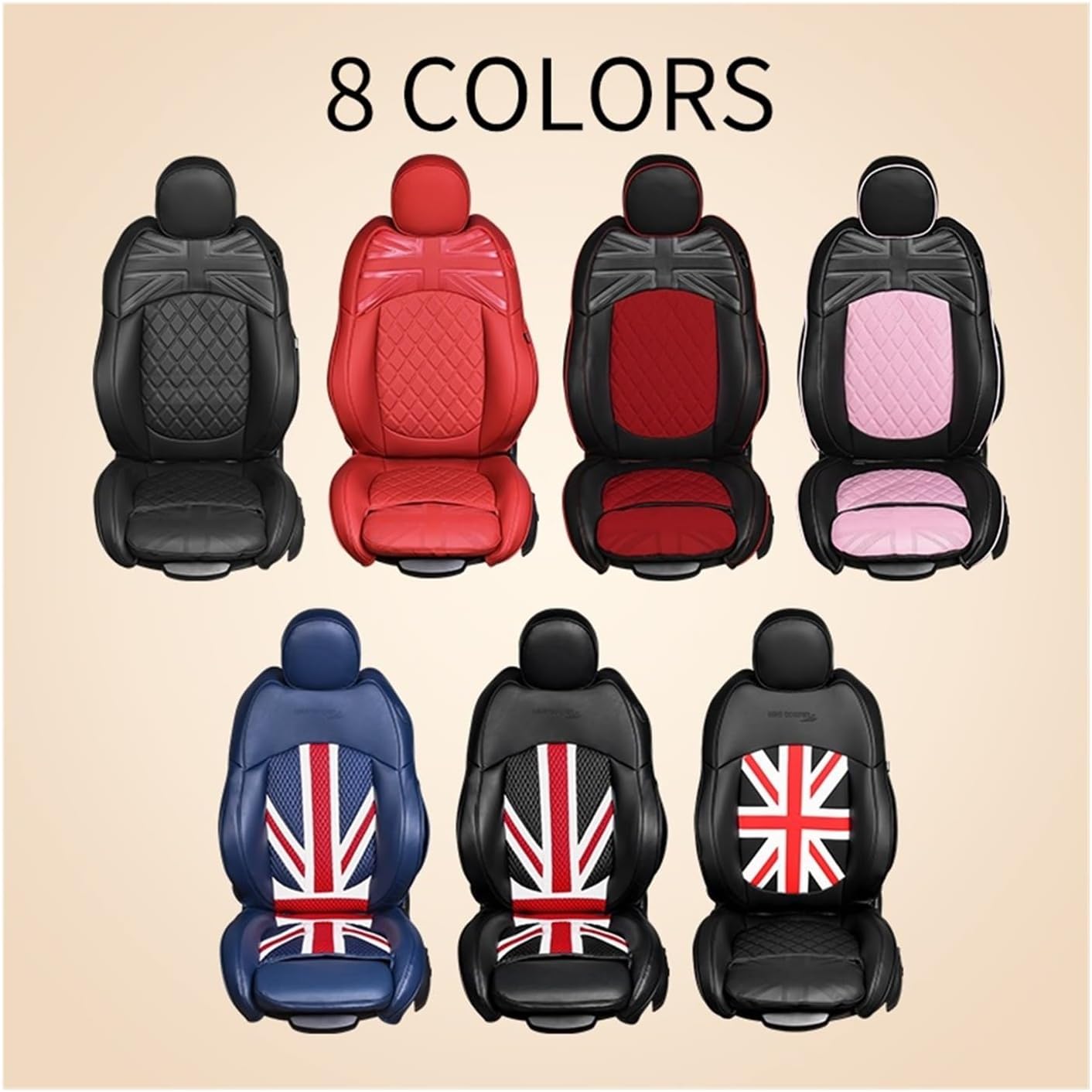 Car Seat Covers，Compatible For Mini Cooper R56 R55 F54 CLUBMAN R50 R53 HATCHBACK F55 F56 R57 F57 CABRIO R60 F60 COUNTRYMAN 2023 2022(Front And Back,UNION JACK_R50R53)