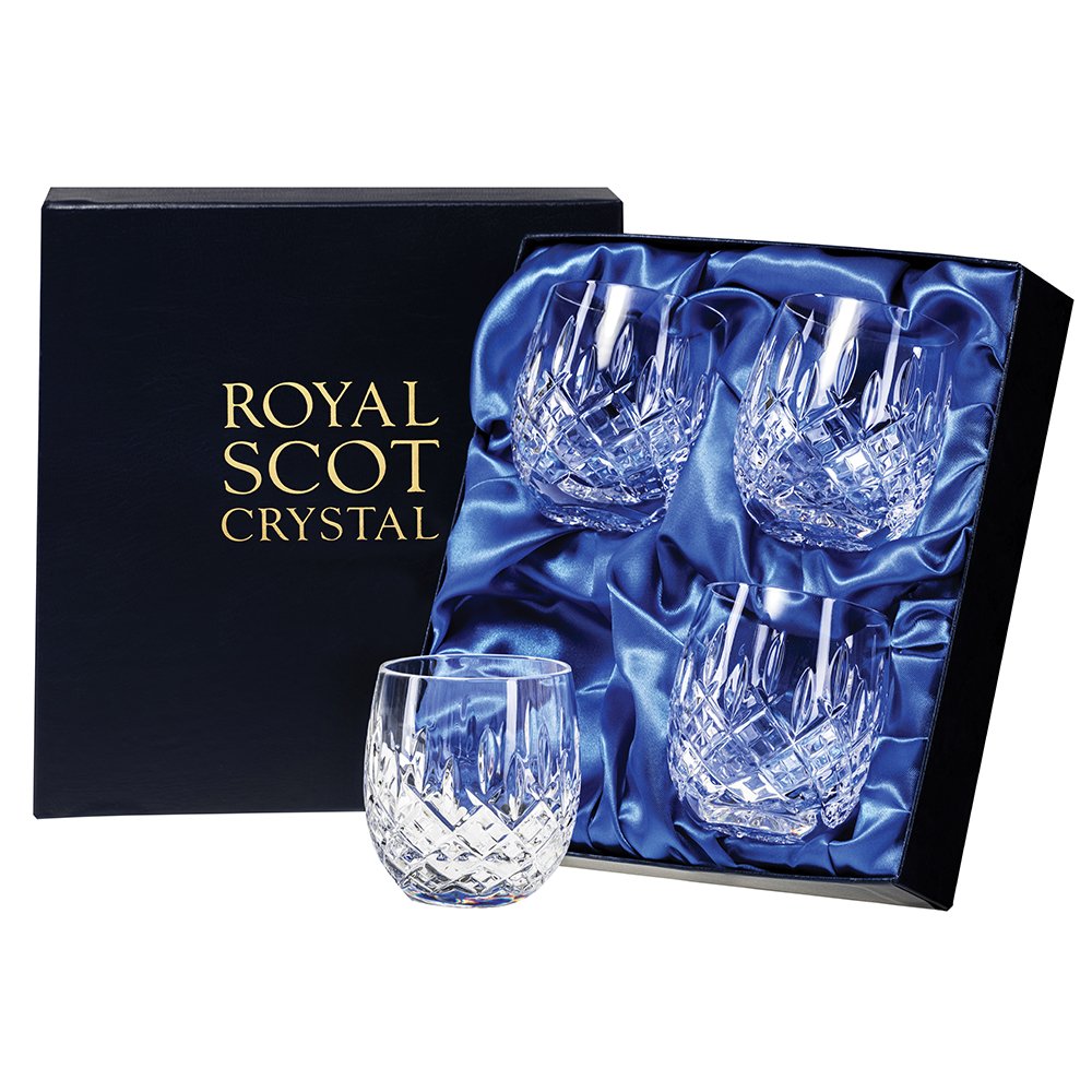 Royal Scot CrystalLondon Crystal 4 Barrel Tumblers Presentation Boxed