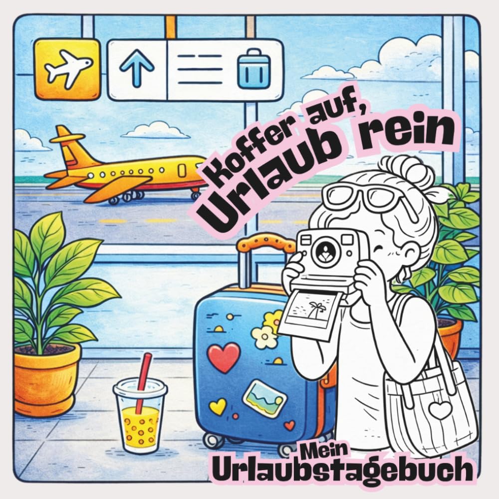Koffer auf, Urlaub rein - Mein Urlaubstagebuch: Für Mädchen ab 8 Jahren - 14 Tage Urlaubstagebuch mit Ausmalbildern, Platz für Fotos und Erinnerungen, kreatives Buch