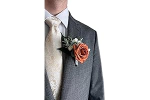 Terracotta Rose Boutonniere: Perfect Fall Men's Wedding Accessory