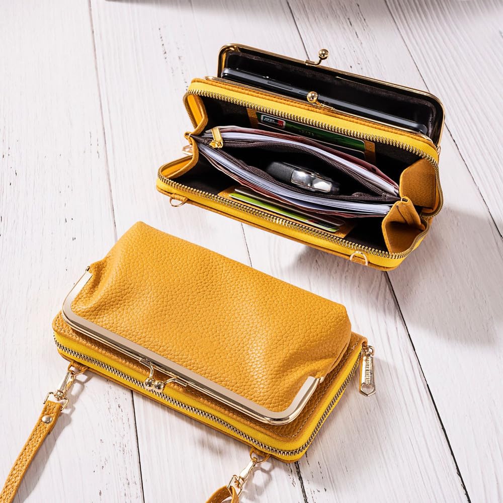 Borsa a tracolla monospalla alla moda per cellulare con chiusura a bacio, versatile, con più posizioni di carte, portachiavi, donna, nero