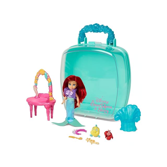Disney Store Oficial Set de Juego con Minimuñeca de Ariel, La Sirenita, Disney's Once Upon a Story, 9 Piezas