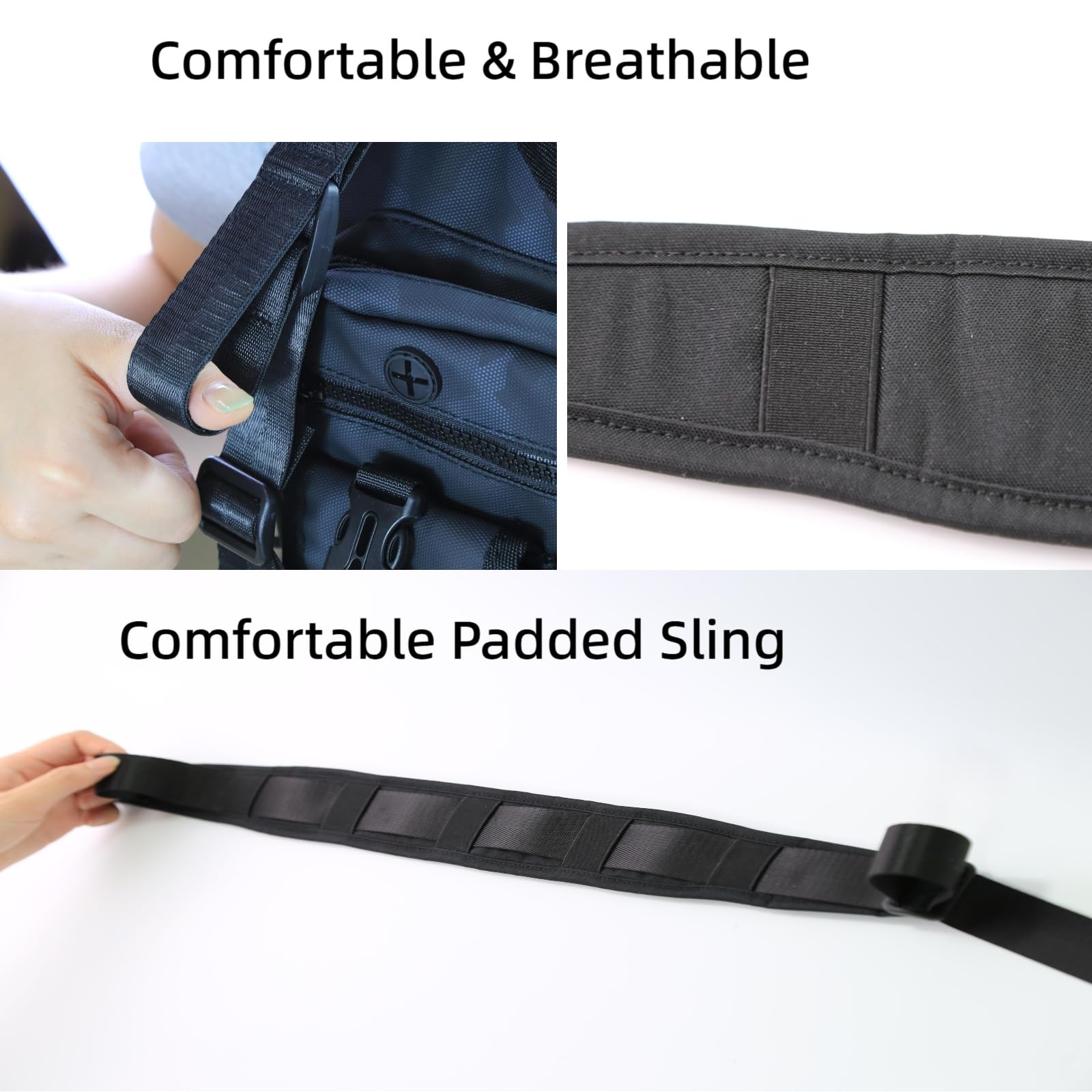 Cinghia a due punti, ampia imbottitura, girevoli rimovibili, anello per pollice a regolazione rapida, regolabile fino a 160 cm, nylon resistente per uso esterno