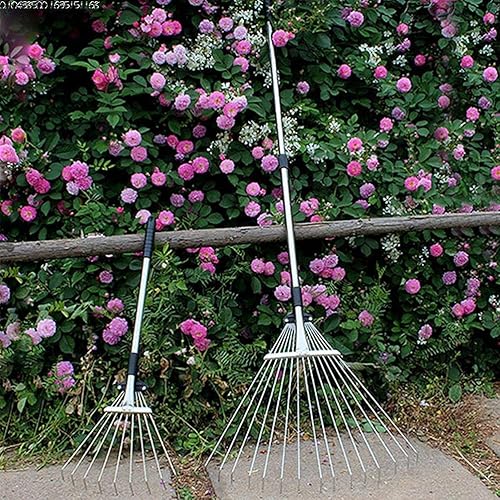 Miniatura 4 de Rastrillo ajustable para hojas de jardín, herramienta telescópica de aleación de 22 a 29 pulgadas, rastrillo de metal con dientes múltiples para una