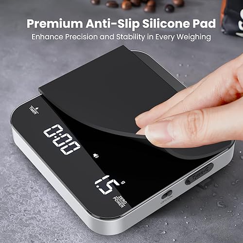 Vista 8 de Maestri House Mini Coffee Scale Barista Kit with 100g Calibration Weight & Carrying Case, Rechargeable Espresso Scale with Timer, 0.1g Precision 2kg