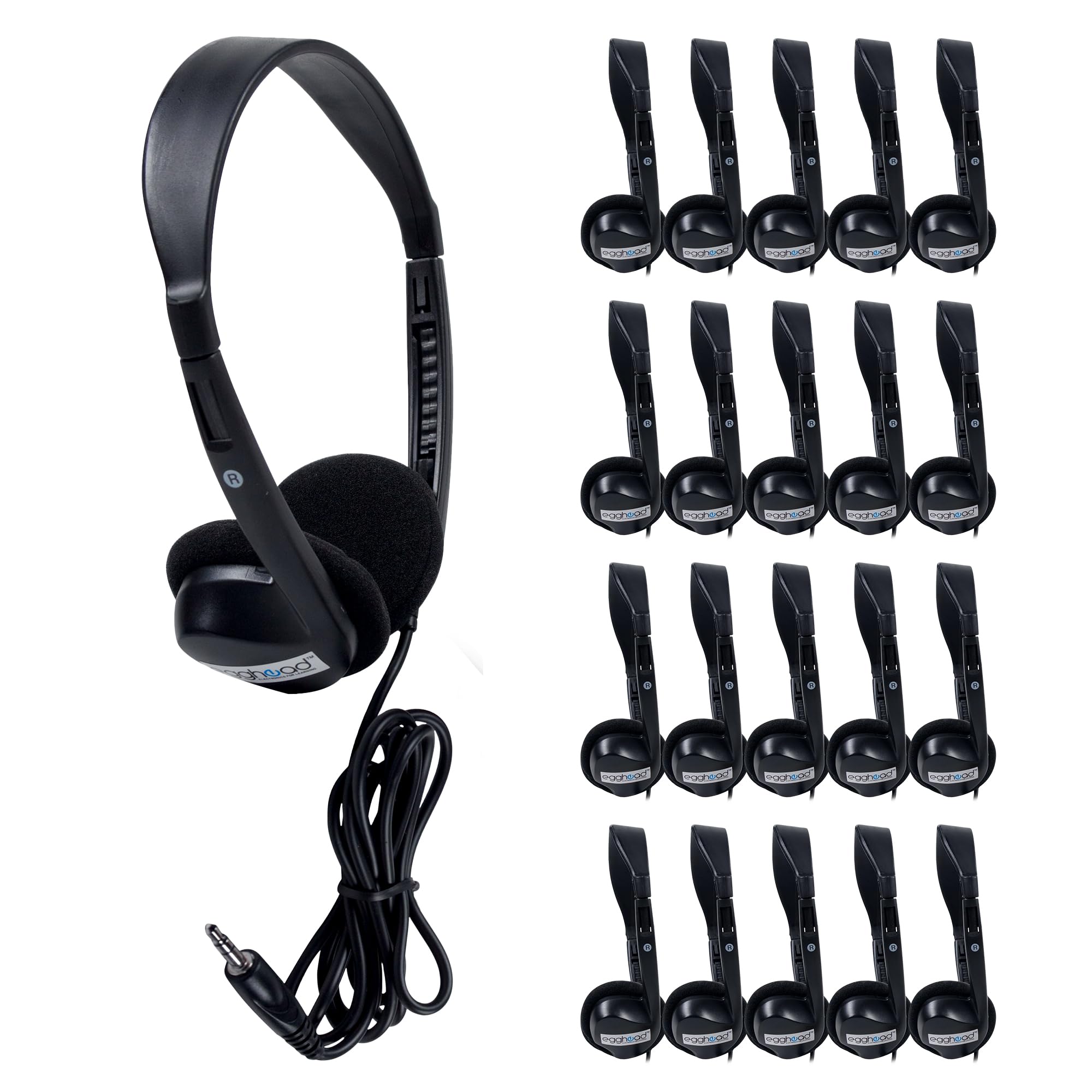black over-ear kids' headphones with adjustable cords