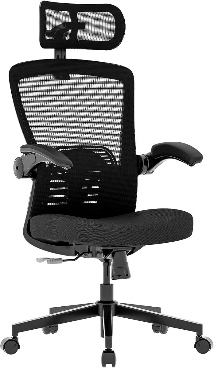 FLEXISPOT OC3-Pro Cloud Silla de oficina ergonómica para grandes y altos, color negro, silla de oficina con respaldo alto con brazo abatible/soporte lumbar de 8 niveles, cojín de espuma para asiento, sillas para el hogar, oficina, trabajo, estudio, juegos