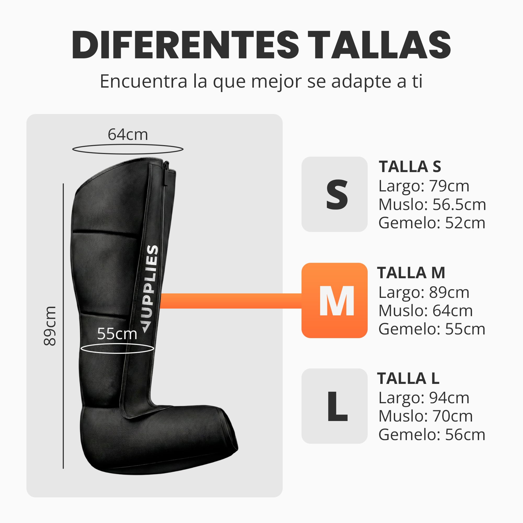 JUPPLIES Máquina Presoterapia para Casa con Botas - 6 Modos, 9 Niveles y Temporizador - Presoterapia Piernas Profesional para Drenaje Linfático, Circulación y Recuperación Muscular - con Bolsa (M) — view 2