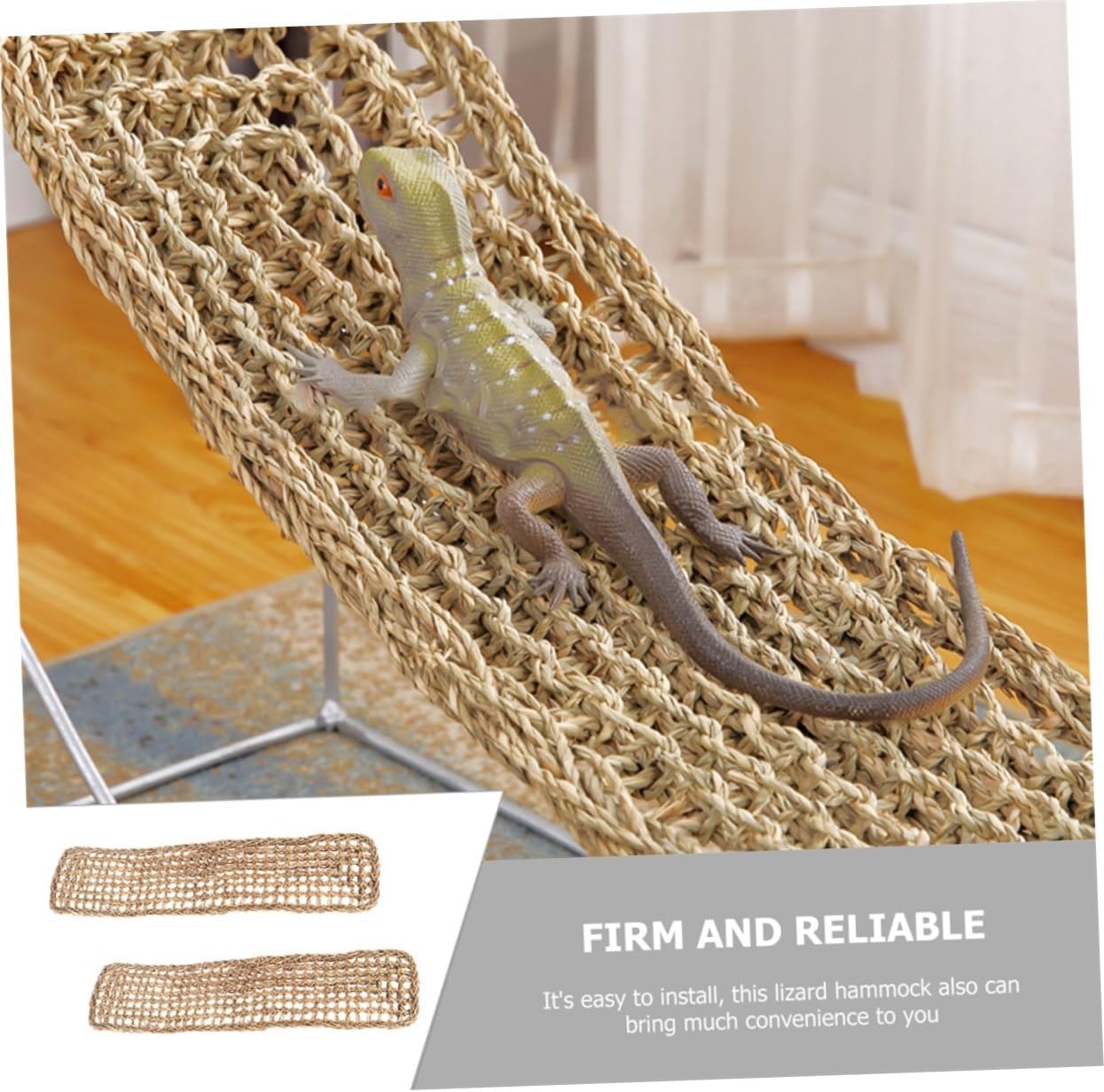 POPETPOP 2Pcs Reptile Hammock Beds Handwoven Seagrass Loungers for Lizards Bearded Dragons Compact Hanging Basking Pads for Terrarium Pets
