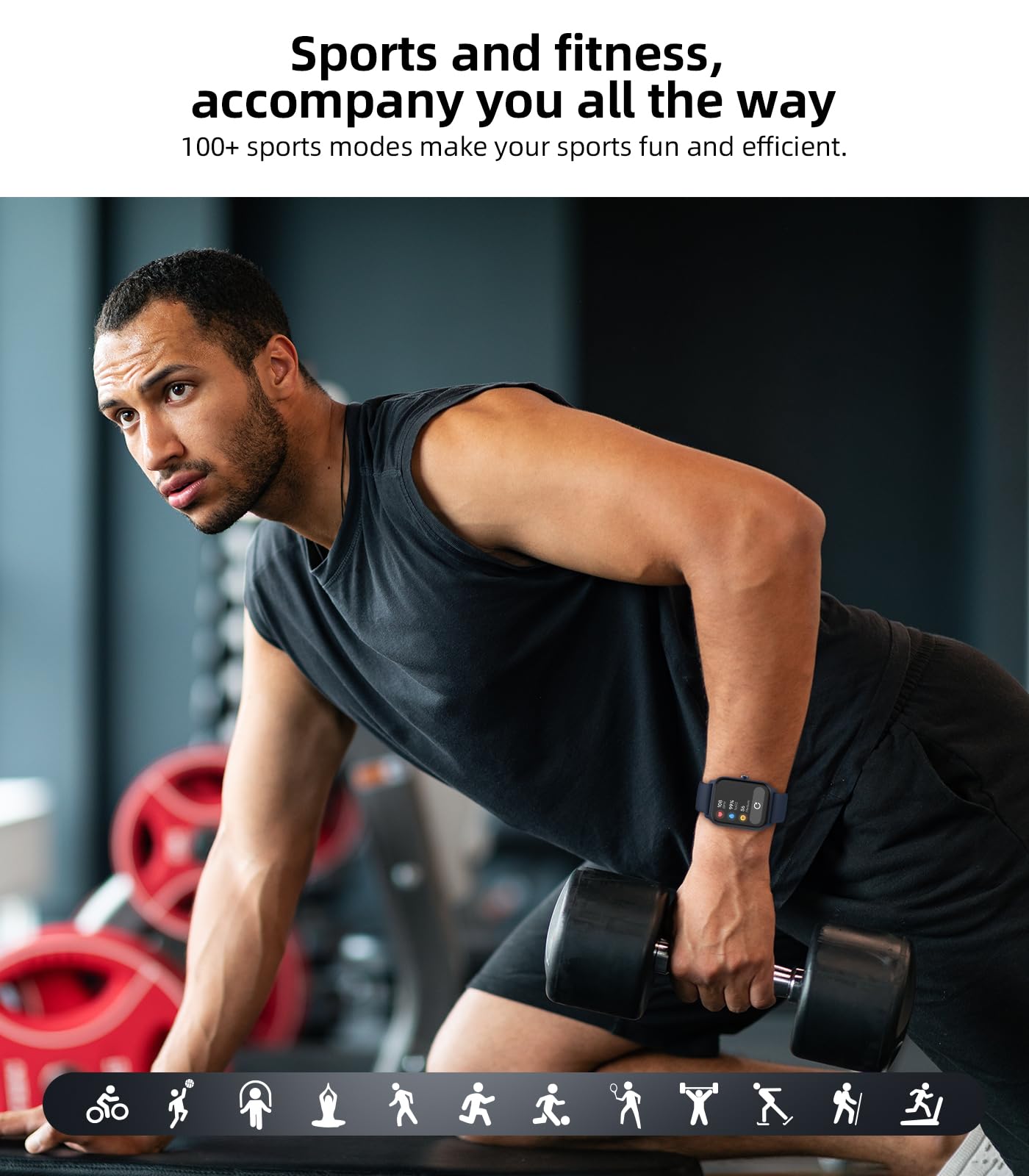 EGQINR Smart Watches 100+ Fitness Tracker IP68 Impermeabile per Android iPhone