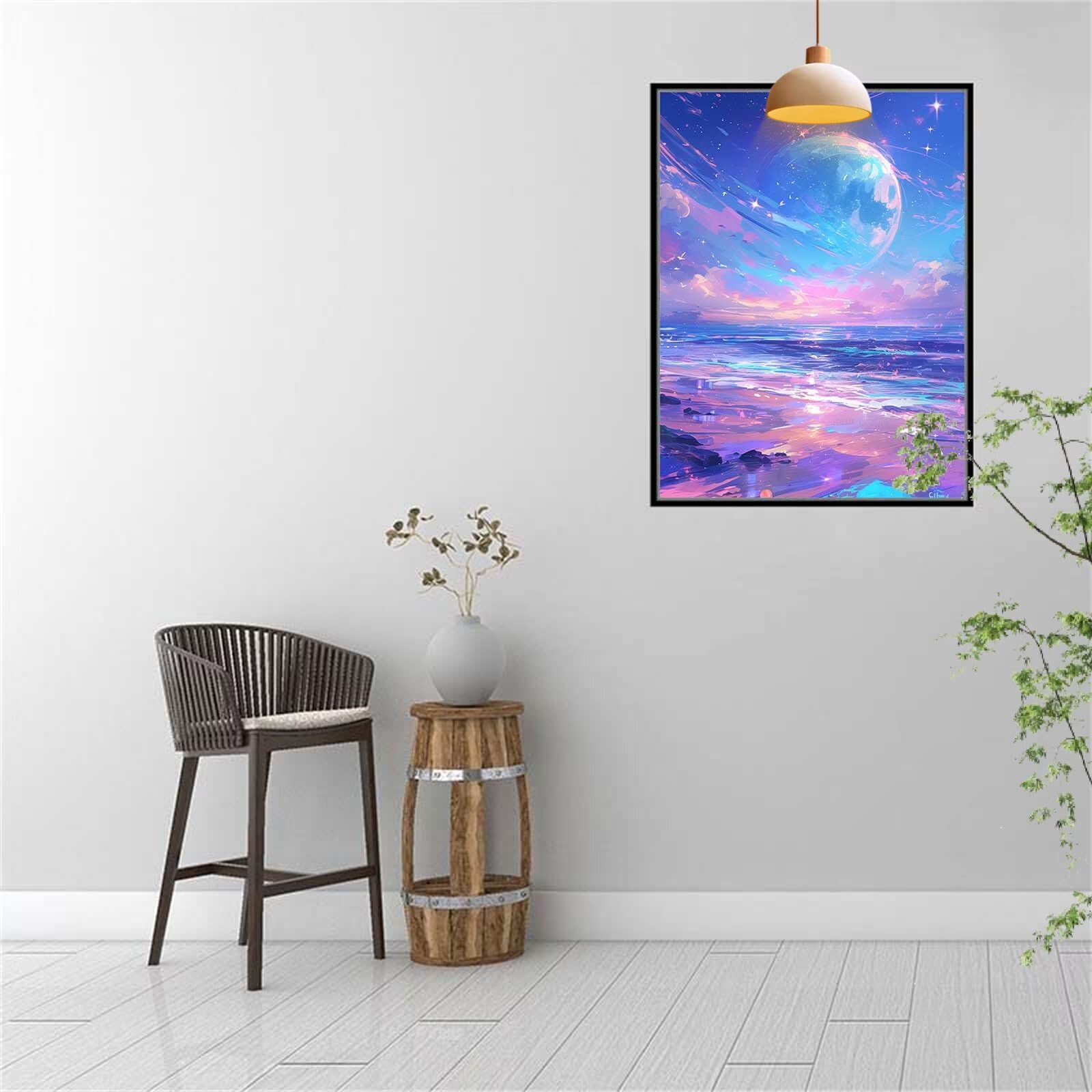 Kit 5D DIY Pintura de Diamante Cielo Estrellado,Mar,Punto de Cruz Diamond Painting para Niños y Adultos,Cuadro de Diamantes con Rhinestones para Decoración Hogar,Pintar con Diamantes 80x107cm E3847