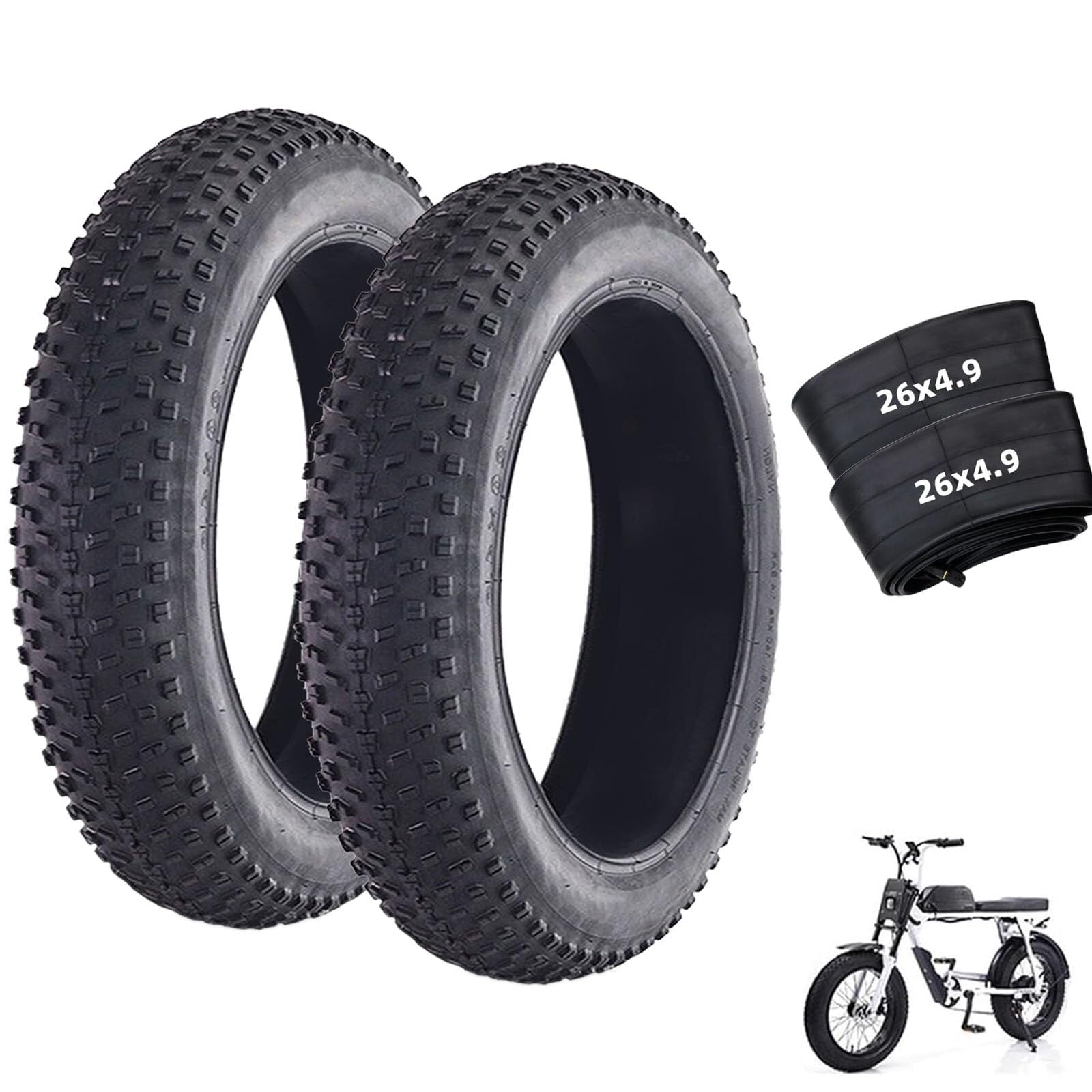 Pneumatico aggiornato 26 x 4.0/26 x 4.9 pollici Fat Tire Bike con camere d'aria Kit sostituzione adulto bici elettrica pneumatico e camera d'aria pieghevole Set 2 pezzi