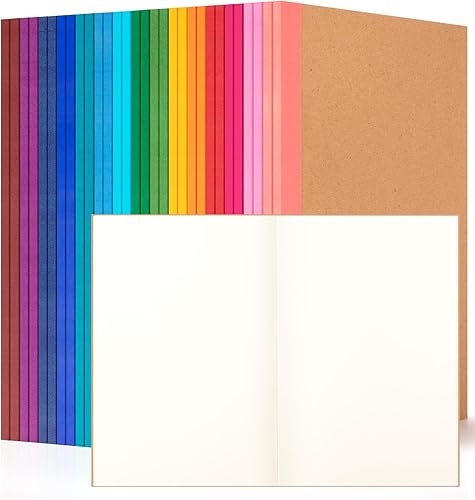 Miniatura 15 de Paquete de 30 cuadernos rayados a granel, cuaderno A5 de composición a rayas, 8.3 x 5.5 pulgadas, cubierta de papel kraft con espinas de arcoíris,