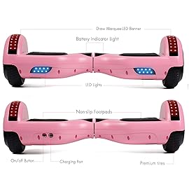 LIEAGLE Hoverboard, 6.5 Self Balancing Scooter Hover Board with Many Certified Wheels LED Lights for Kids Adults(A02 Pink)