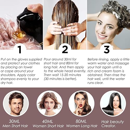 Miniatura 6 de TSSPLUS Champú para colorear el cabello, 16.9 fl oz, tinte natural orgánico para el cabello, esencia vegetal, champú de tinte de color negro para