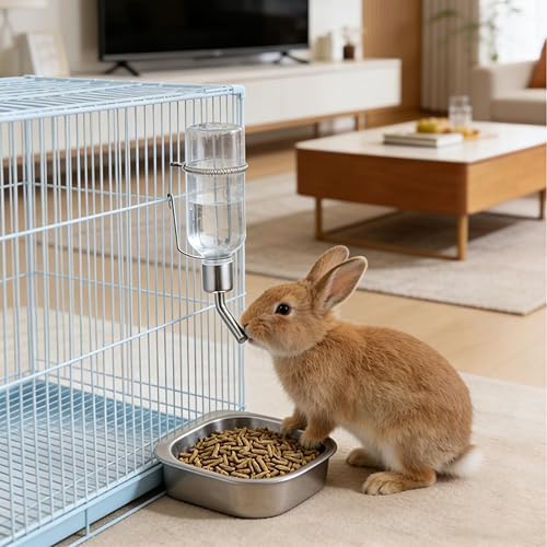 Miniatura 4 de Baluue Dispensador de agua para perros, botella de agua para mascotas sin goteo, para jaula de 6.1 fl oz, botella pequeña colgante para jaula de