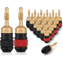 WGGE WG-008 24K Gold-Plated Safety Banana Plugs, 12 Pairs, 24 Plugs