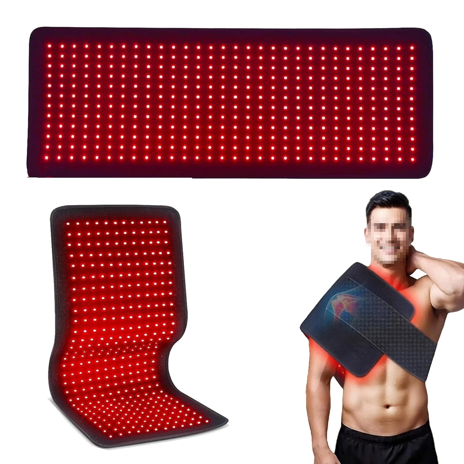 Ceinture Thérapie par la Lumière Infrarouge Rouge pour le Soulagement la Douleur, 660nm 850nm Luminothérapie Lampe Infrarouge, Coussinet Enveloppant Portable pour l'Épaule Arrière la Taille
