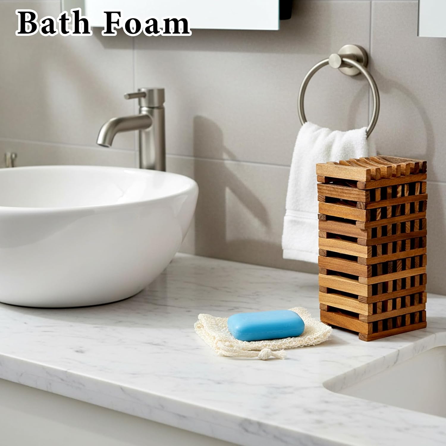 40 Pcs Wood Soap Holder and Exfoliating Bag, Soaps Saver Bag Wood Soap Dish image 5