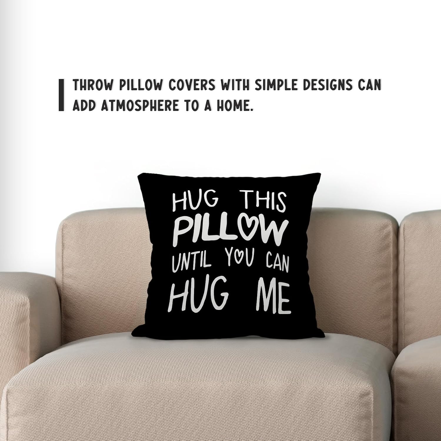Long Distance Relationships Gifts Reversible Throw Pillow Covers Decor for Home Bedroom,18'' x 18'' Pillow case,Boyfriend Girlfriend Birthday Gifts,Gift Wife,Husband,Wedding Anniversary (black-2) image 2