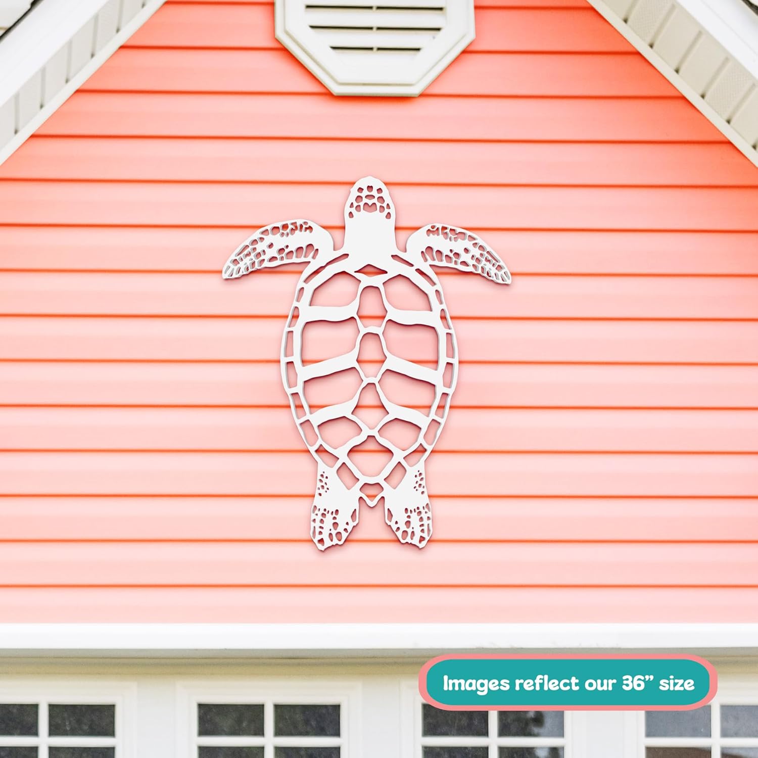 JennyGems Outdoor Sea Turtle Wall Decor - PVC Turtle Sign for Beach House, Coastal Home, Patio, or Fence - Nautical Ocean-Themed Wall Art, 3 Foot