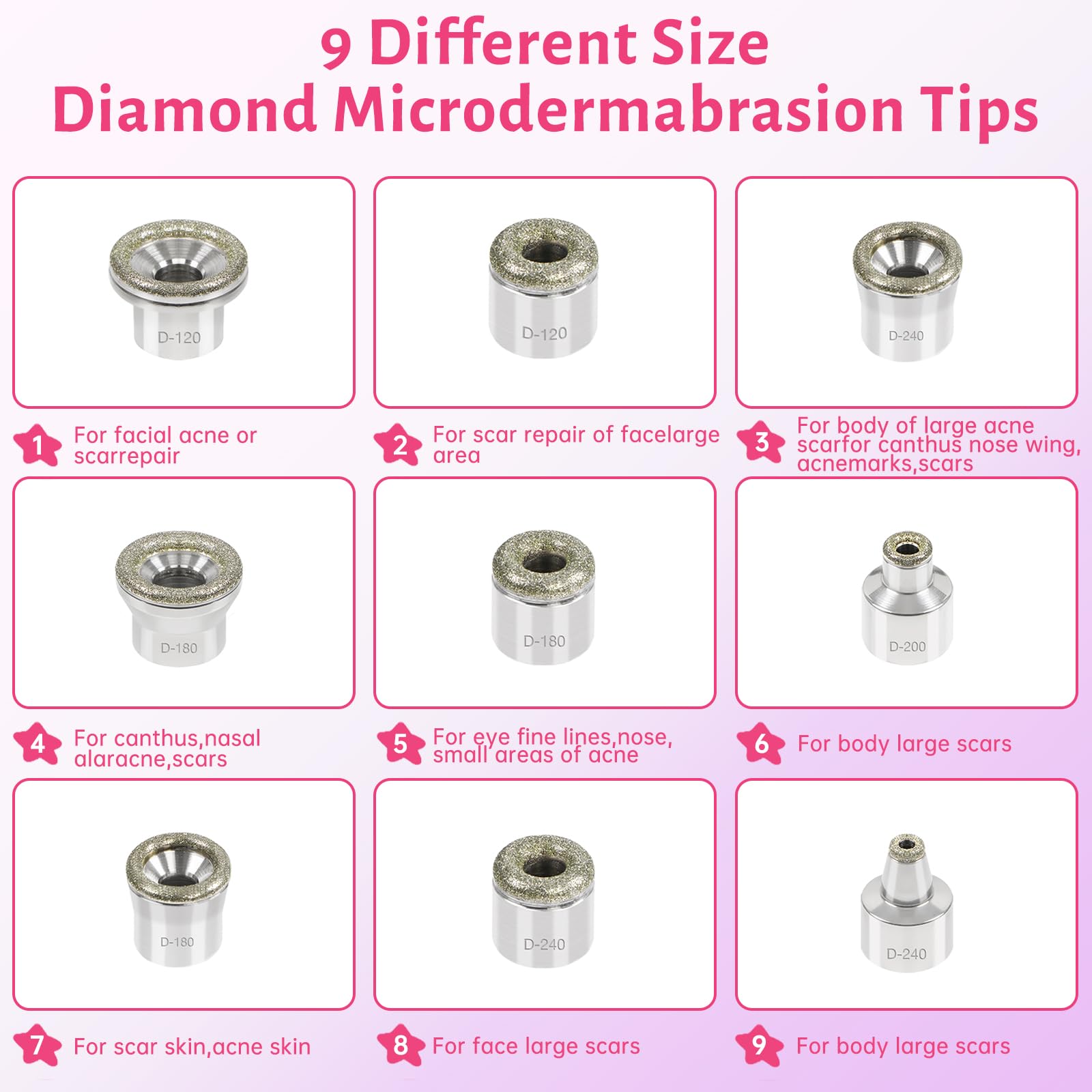 Macchina per microdermoabrasione diamantata, kit viso senza fili, portatile, per la cura della pelle domestica, 7 modalità di aspirazione regolabili con 9 teste diamantate
