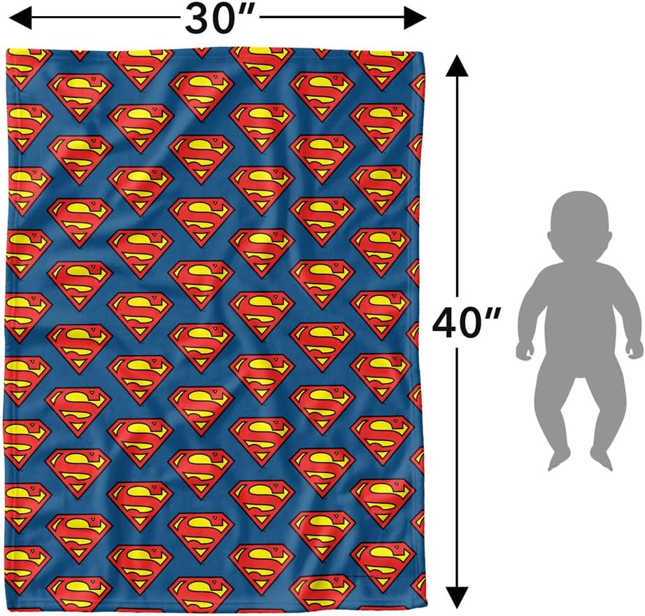 LOGOVISION Superman Lightweight Baby Blanket, 30"X40", Classic S Shield Logo Pattern Unisex for Infants Girls & Boys