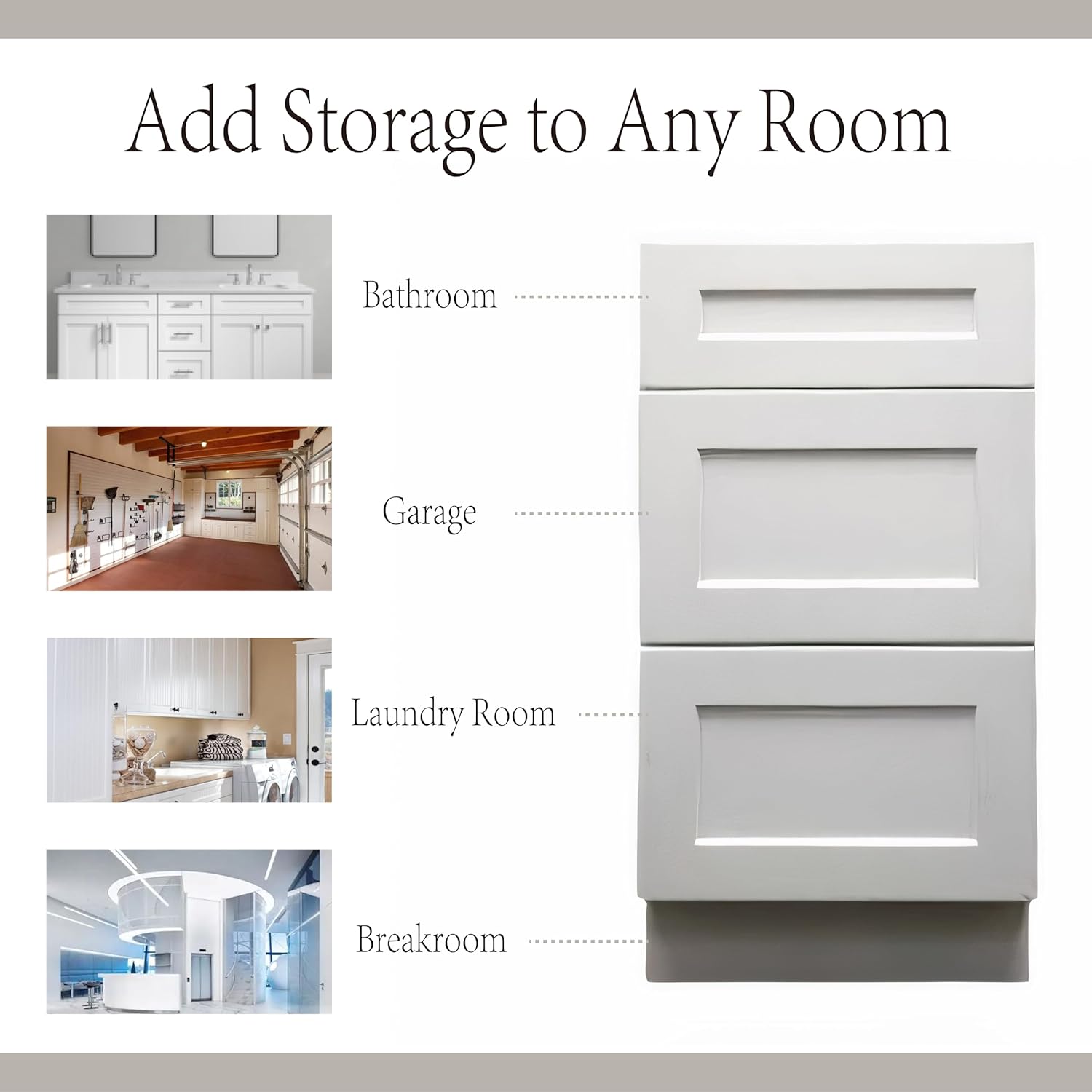 3 Drawers Bathroom Vanity Base, Bathroom Drawer Storage RTA Shaker Cabinet (White Shaker, 18 inch)