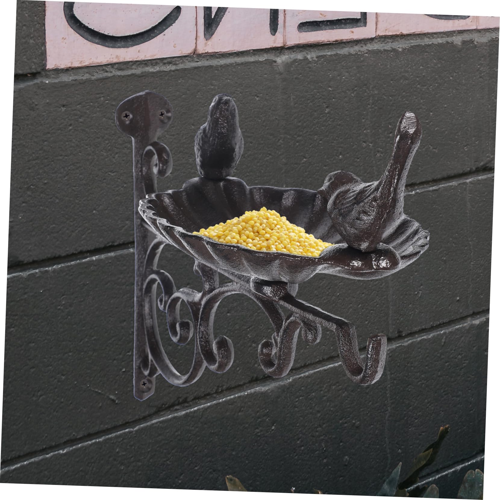 Comedero Para Pájaros De Hierro Diseño Decorativo y Cuenco Montaje Pared Accesorio De Jardín Para Alimentación y Bebedero De Aves Resistente