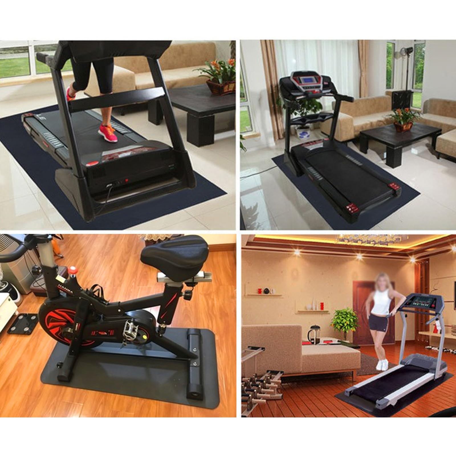 Tappetino Per Tapis Roulant, Tappetino Per Attrezzature Fitness, Tappeto Antiscivolo Antivibrazione Protezione Del Pavimento, Per Tapis Roulant, Ellittiche, Canottaggio，Tappetino Fitness NBR(190x85cm)