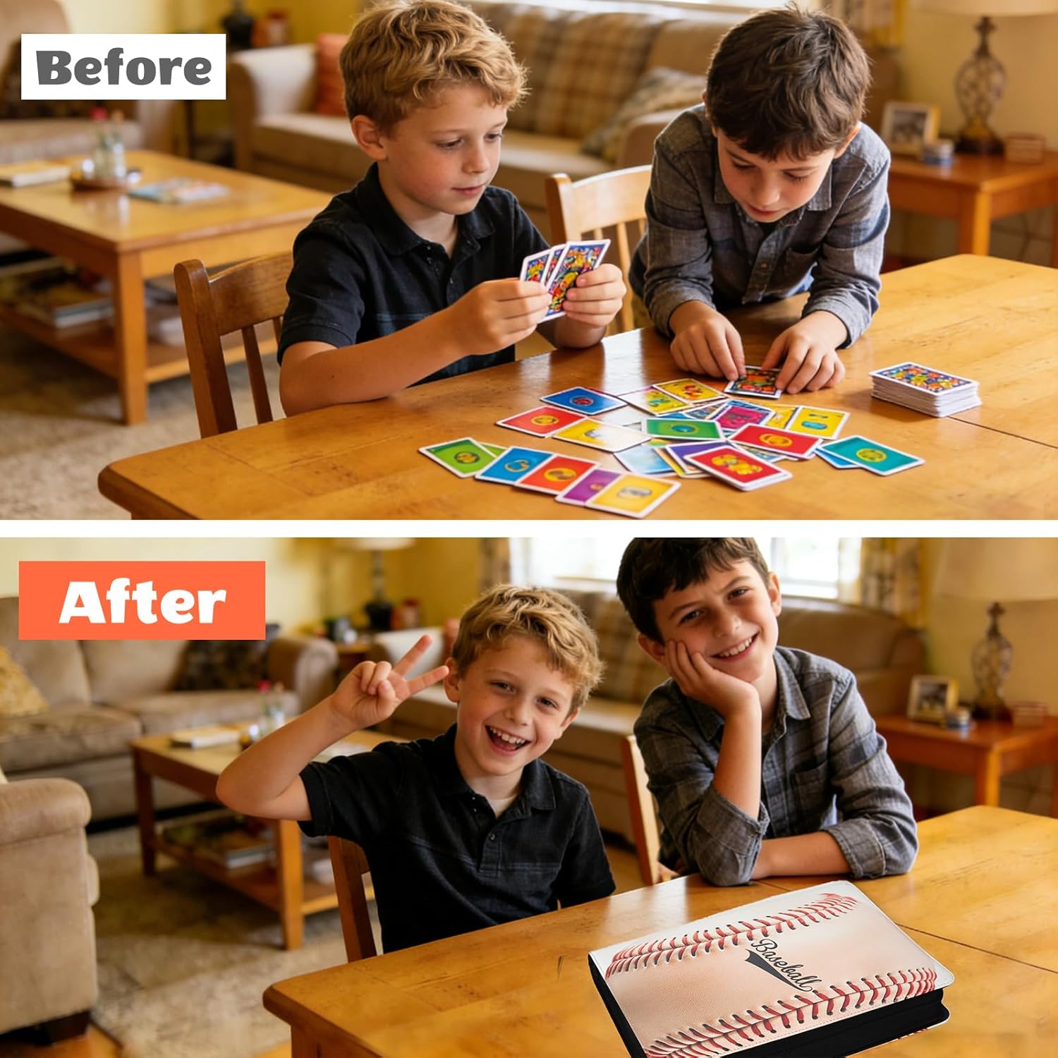 20 Pocket Card Binder with Baseball Pattern – Holds 1280 Cards, 20-Pocket Side Loading Pages, Zippered Hardcover for Trading Cards, Sports Cards, Baseball Cards & Collectibles