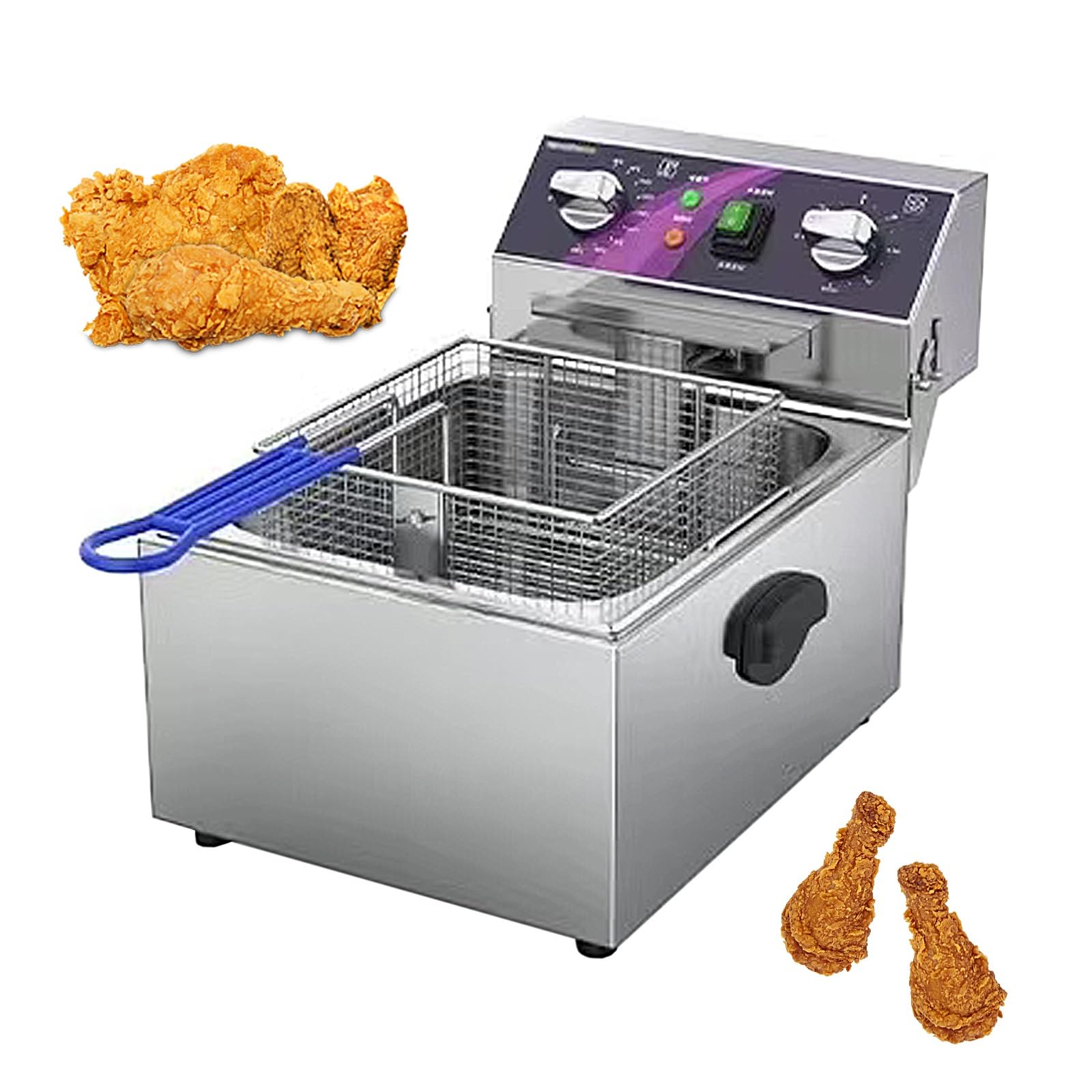 Friggitrice Elettrica Con Timer Regolabile E Controllo Della Temperatura, Ideale Per Uso Domestico E Commerciale, Perfetta Per Patatine Fritte Croccanti, Pollo, Pesce E Altro Ancora. Dimensioni: 57 *