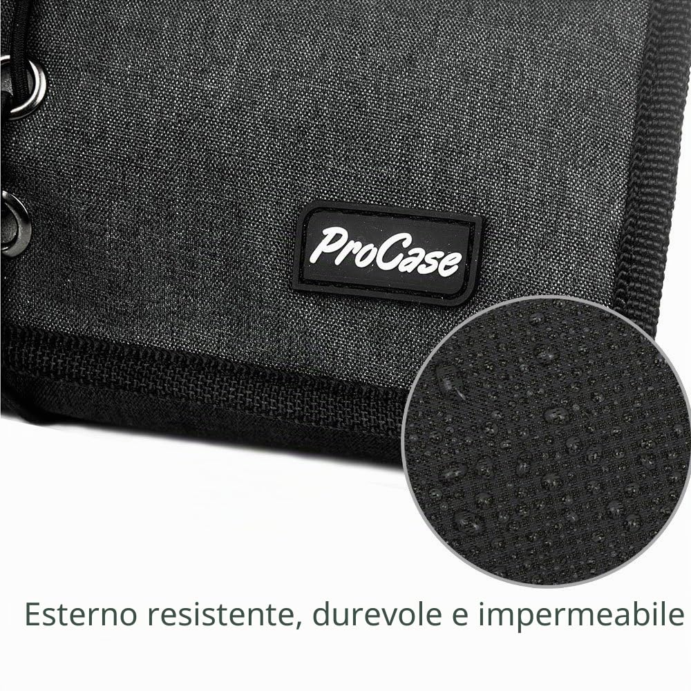 ProCase Borsa da viaggio per accessori elettronici, piccolo gadget custodia per caricabatterie, cavi USB, schede di memoria SD, auricolari, flash e hard disk