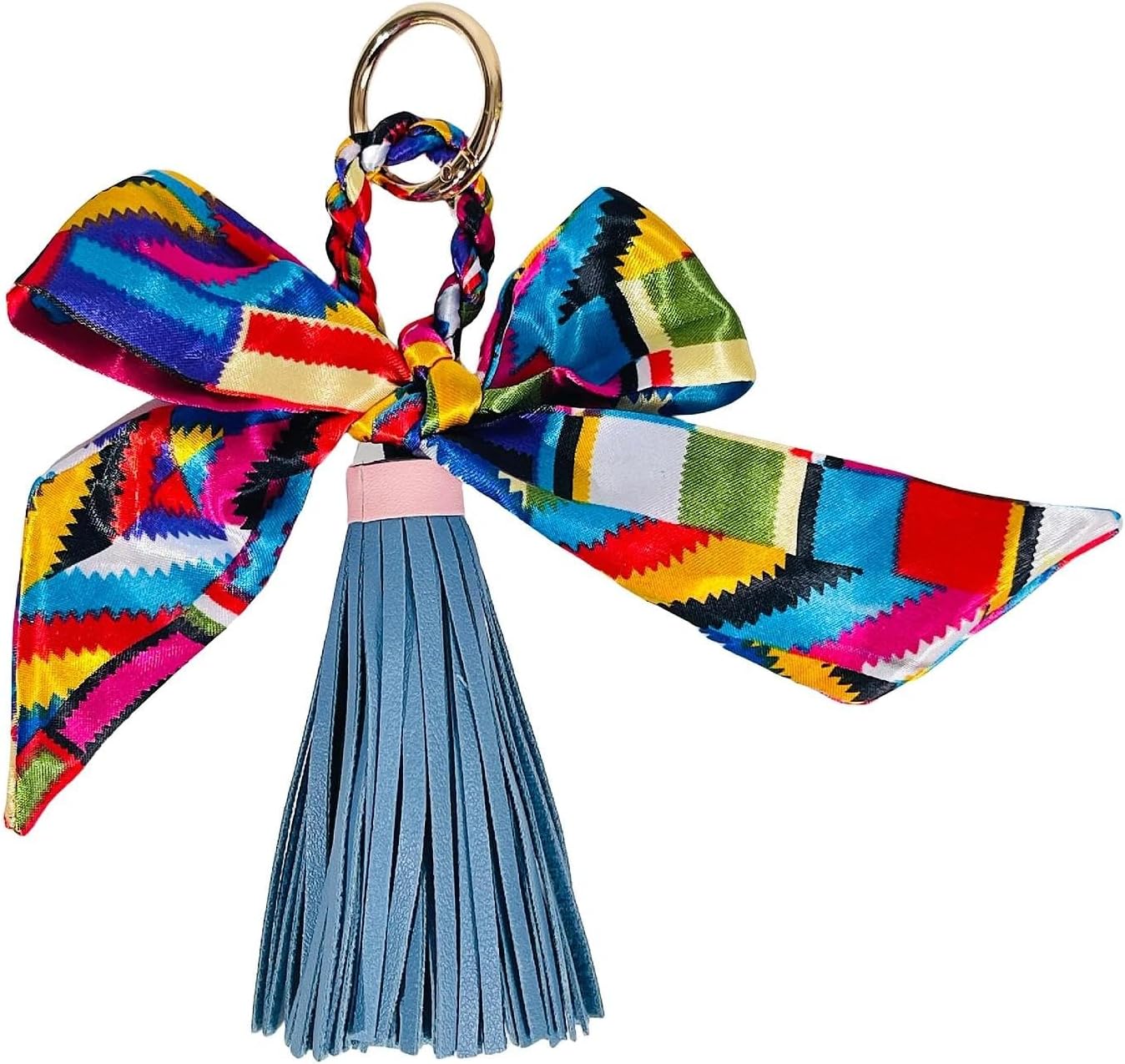 QTMY Silk Ribbon Bow Tassel Bag Pendant Charm Keyring Keychain for Women Purse Handbag Decor