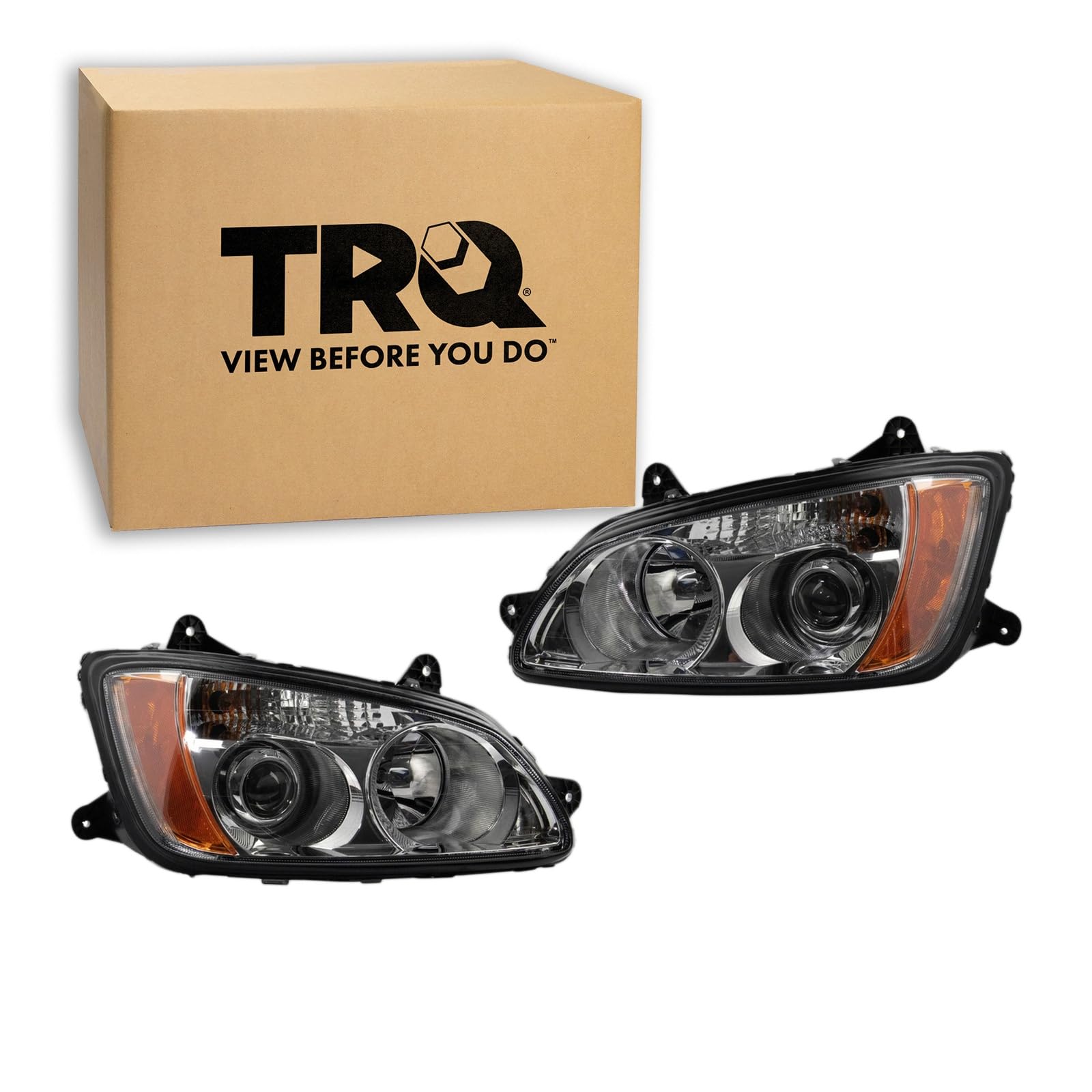 TRQ Headlight Assembly Set Compatible with 2008-2015 Kenworth T170 T270 T370 2008-2016 T660