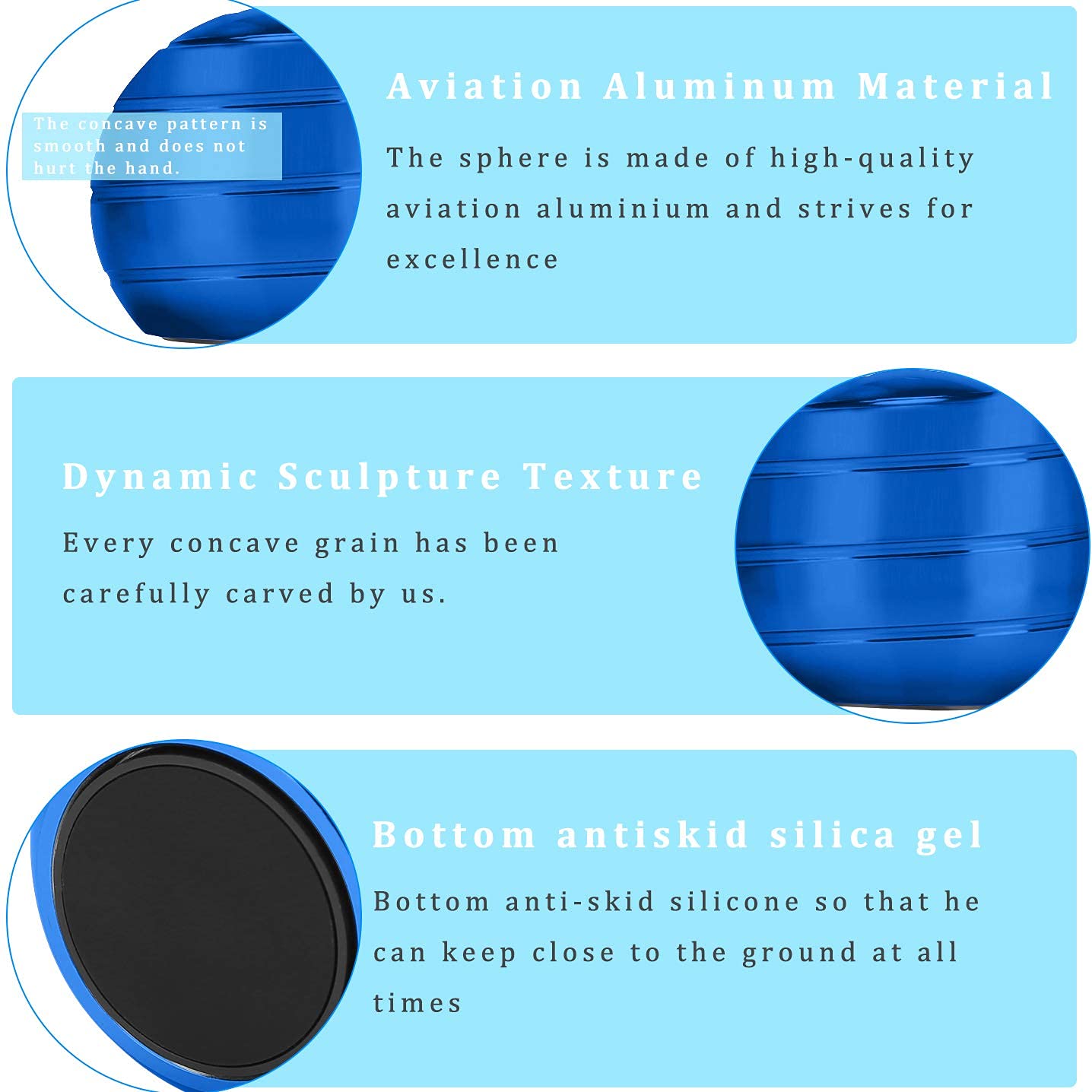 Giroscopio Cinetico a Sfera da Spinner in Metallo per Ufficio Giocattolo con Illusione Ottica per Allevia Lo Stress ispira la creatività interiore(Blu)