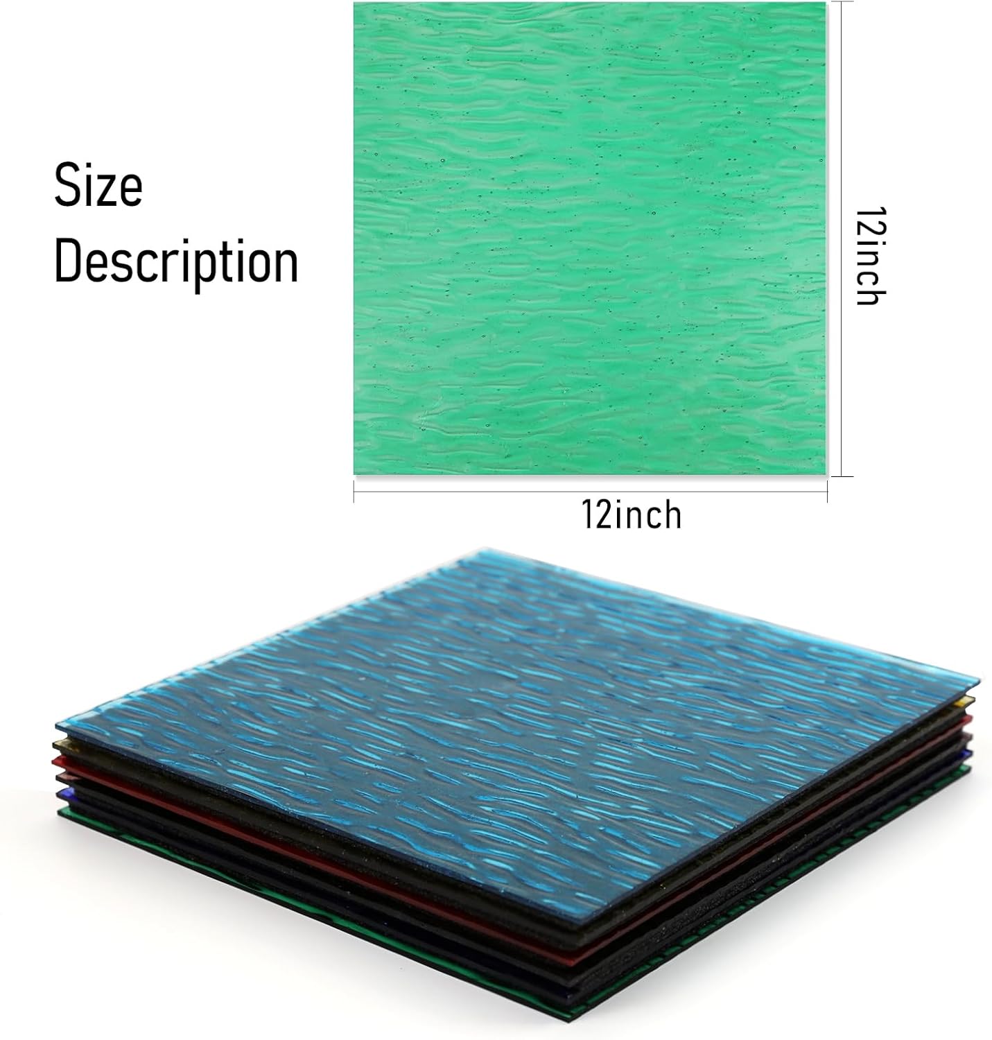 VARIART Stained Glass Panels 12x12 inch,Clear Textured Stained Glass Sheets,Unleash Your Creativity with Easy-to-Cut Mosaic Stained Glass Panels for Arts and Crafts Enthusiast (Water Ripple)