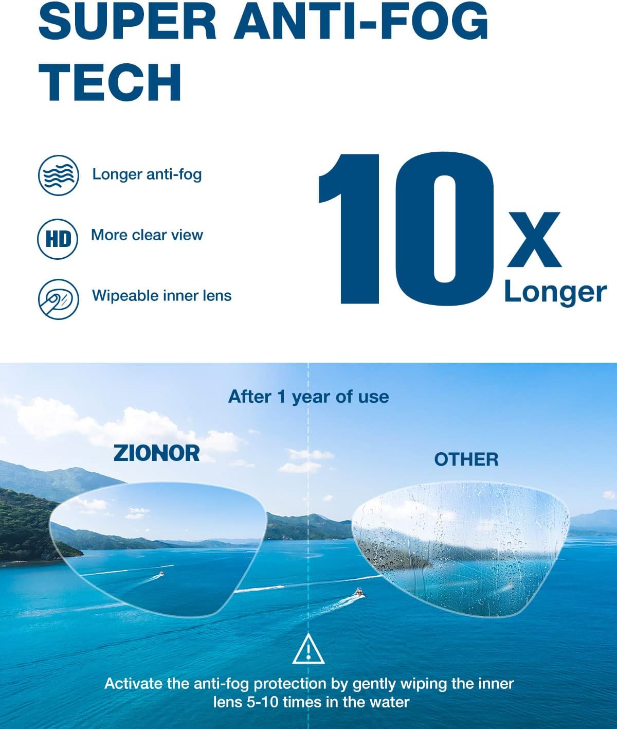 ZIONOR Swim Goggles, G1 MAX Polarized Anti-Fog Swimming Goggles for Men Women - Image 3