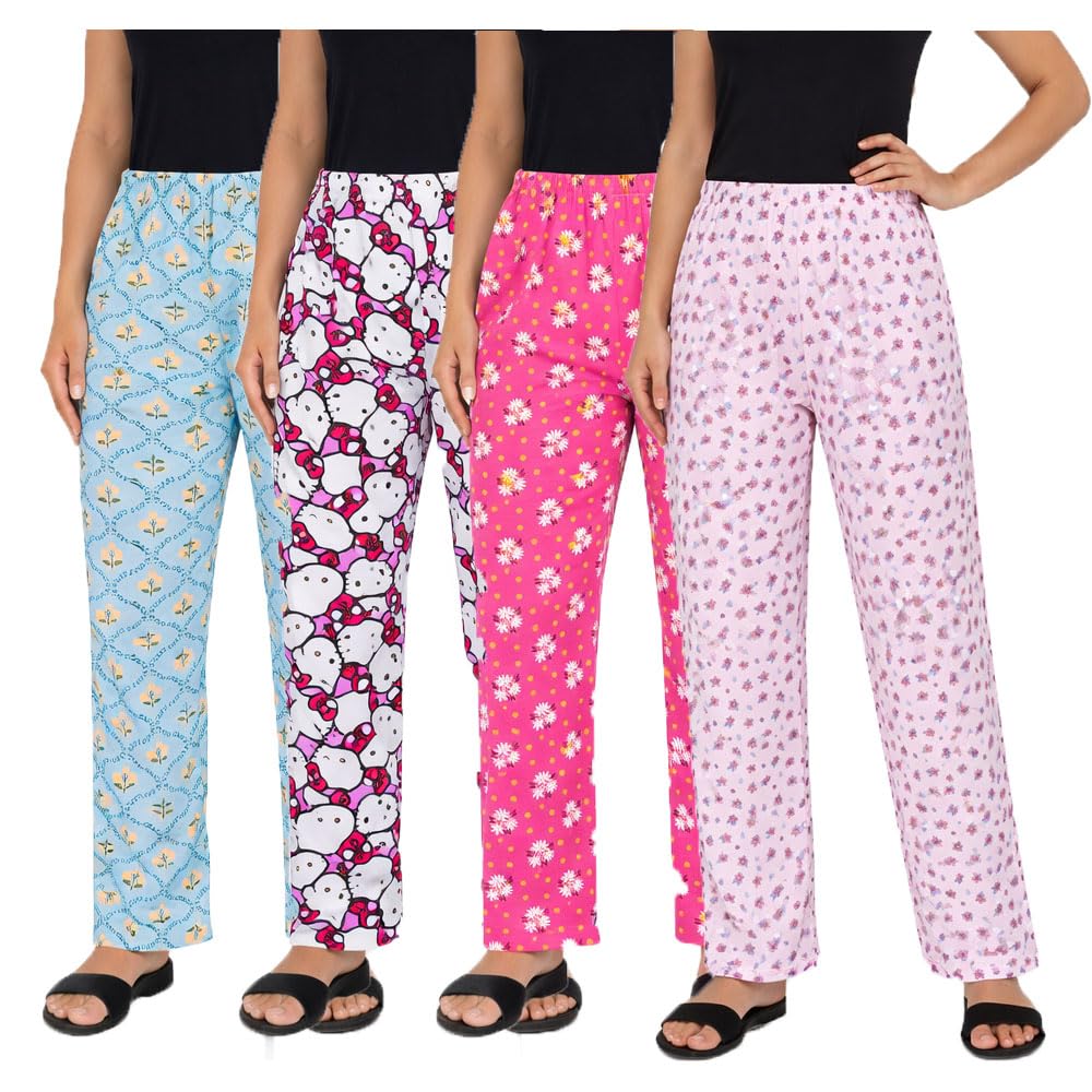 Womens Night Wear Pants For Girls (Prints May Vary) 4Pack-picture-30