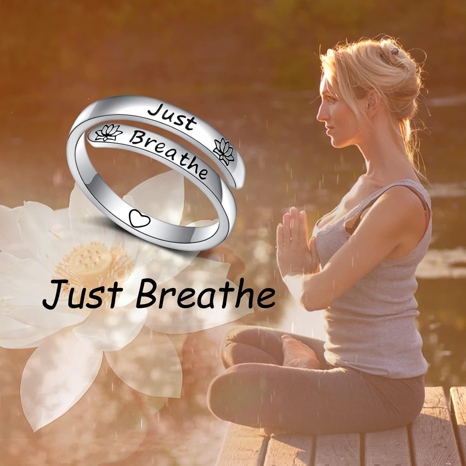 Ladytree Adjustable Inspirational Rings 925 Sterling Silver Stacking Wrap Spiral Twist Statement Band Encouragement Gift for Women Men - Image 6