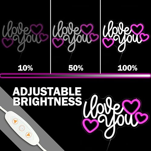 Miniatura 4 de Letrero de neón para el Día de San Valentín, luz LED regulable, letrero de neón de amor para decoración de pared, luz de corazón de neón para